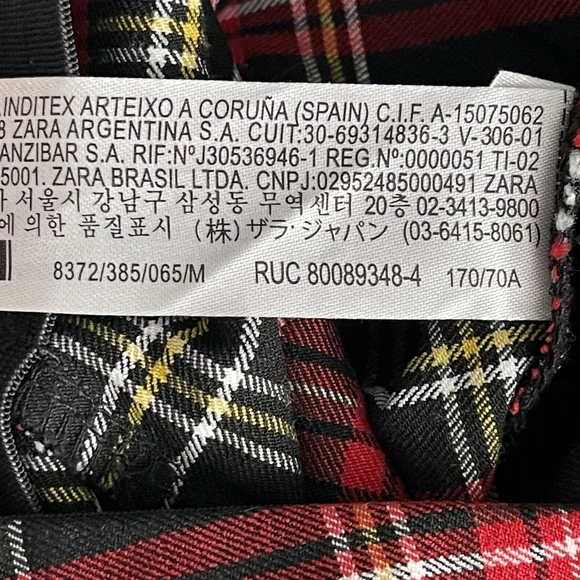 2/$30 ZARA Tartan Plaid Zip-up Skinny Pants Ring Pull Medium Red Black #7310 - Picture 13 of 16